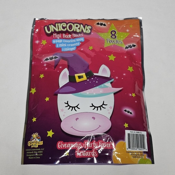 New CrownJewlz Unicorns 8 Mini Book Packs Halloween Treat Party Favors Coloring - Picture 2 of 2